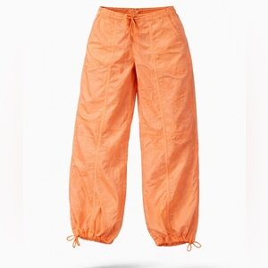 Wild Fable Parachute Pants XS Orange Nylon Crinkle Drawstring Hem Relaxed Fit